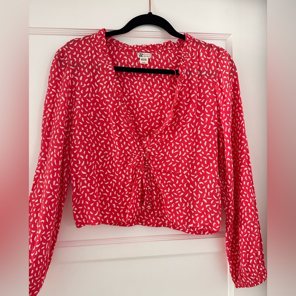Billabong Long Sleeve Pink Blouse w/ matching shorts